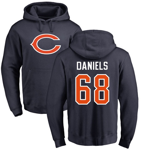 Chicago Bears Men Navy Blue James Daniels Name and Number Logo NFL Football #68 Pullover Hoodie Sweatshirts